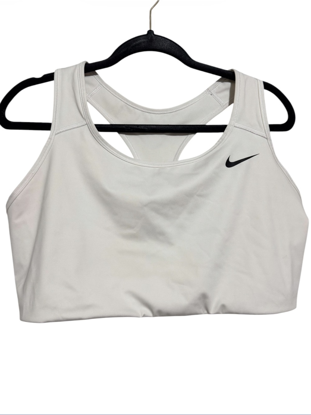 Nike Light Gray Racerback Sports Bra with Black Swoosh